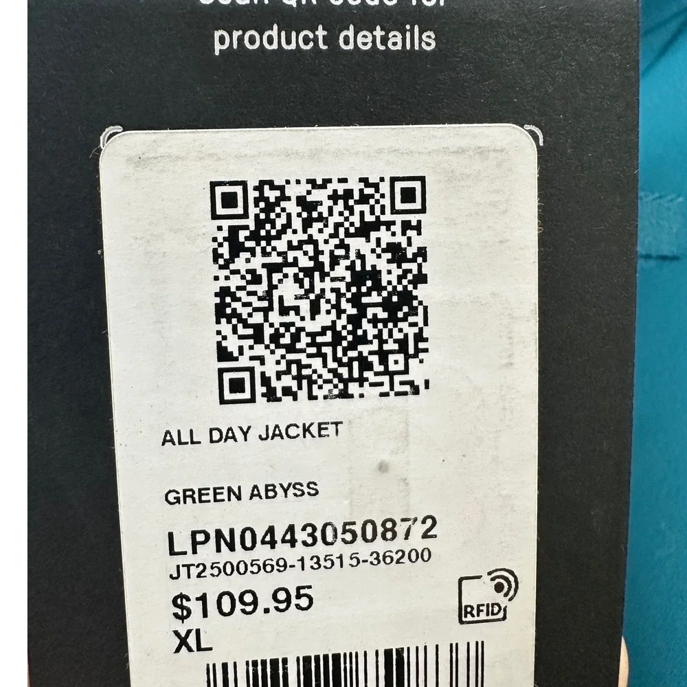 Fabletics NWT All Day Jacket Green Abyss‎ Lightweight Hooded Zip Front Women XL